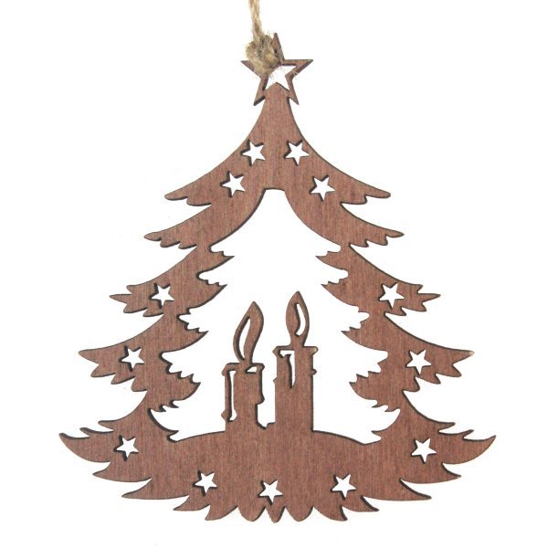 Χριστουγεννιάτικo Ξύλινo Δεντράκι με Κεριά στο Εσωτερικό (10cm)